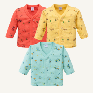 Newborn Baby Cotton Front Open T-Shirt Combo Soft Full Sleeve Infant Wear Pack of 3