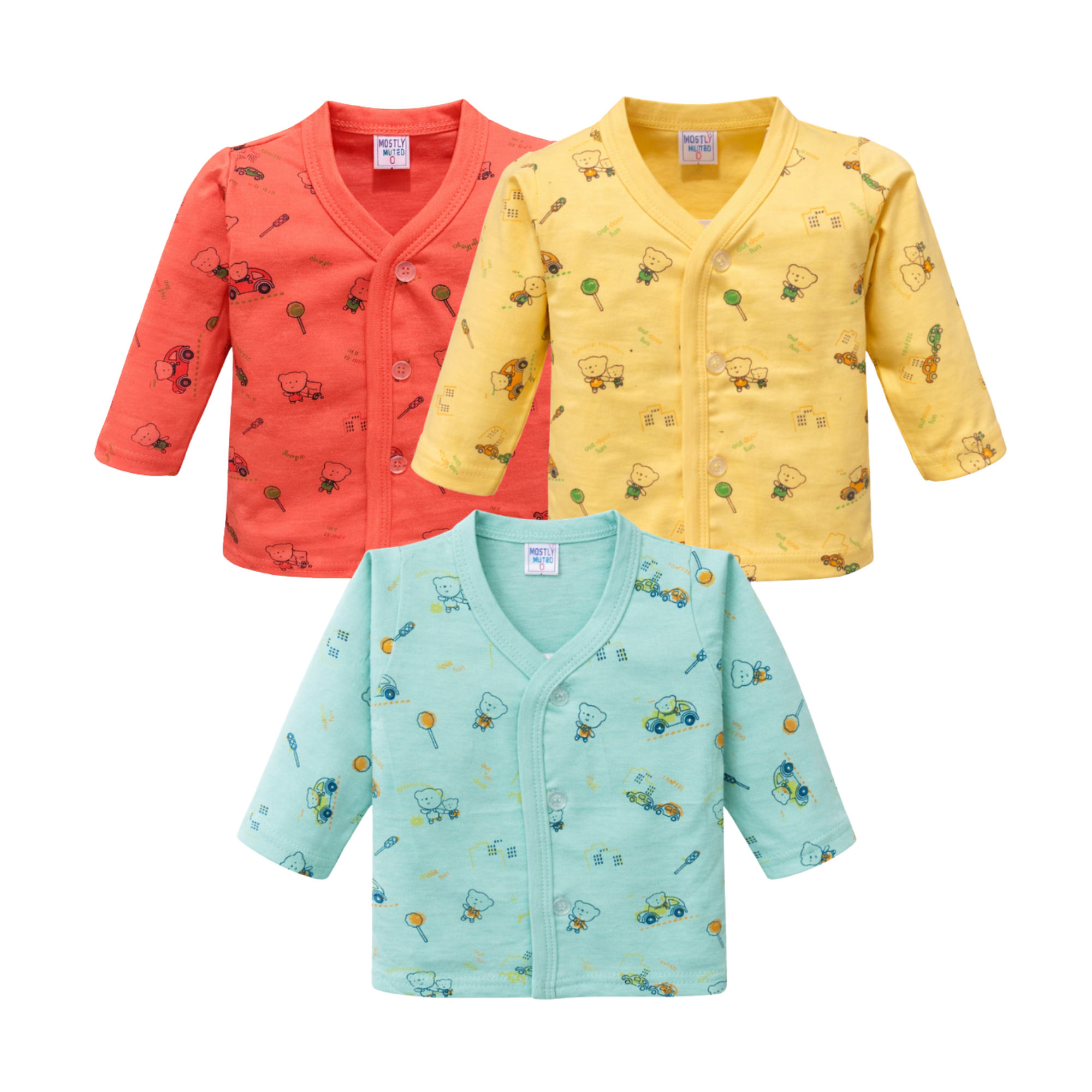 Newborn Baby Cotton Front Open T-Shirt Combo (Pack of 3) Soft & Comfortable Daily Wea