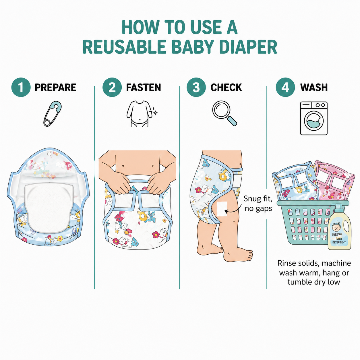 Mostlymuted PVC /Plastic Diaper Reusable Waterproof Potti Training Baby Nappy For 0 -12 Month