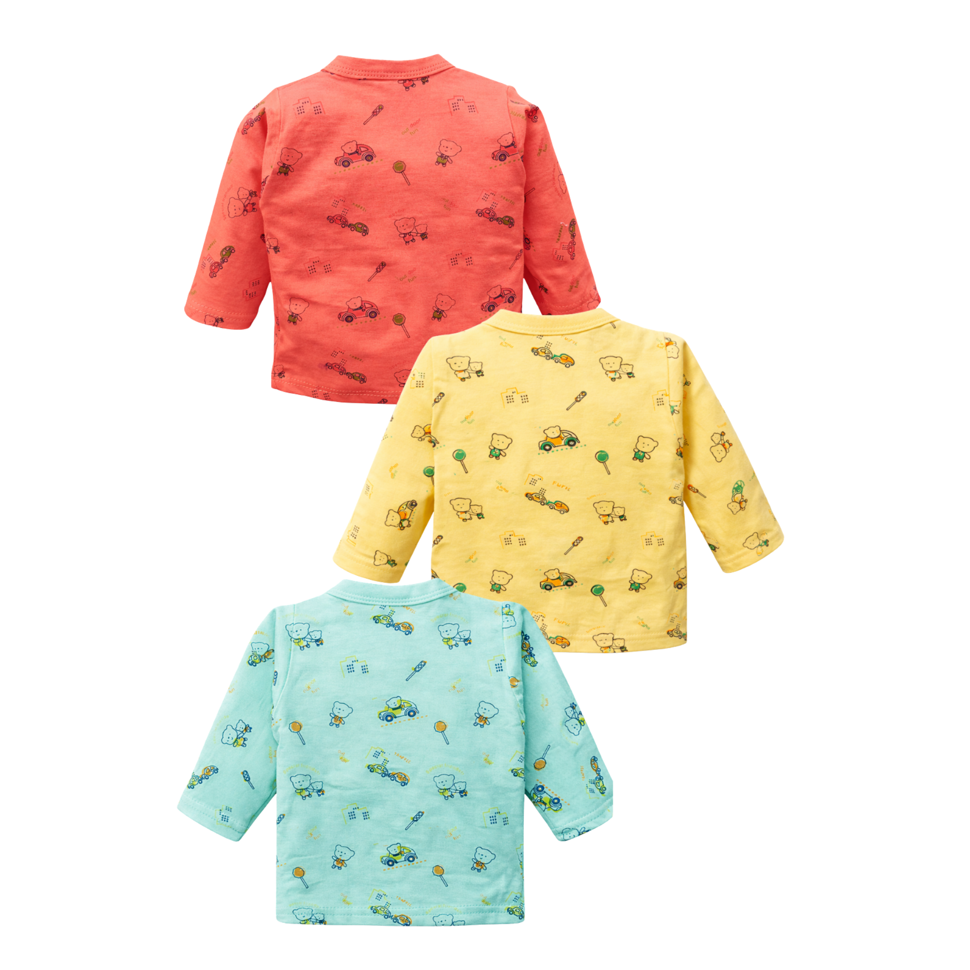 Newborn Baby Cotton Front Open T-Shirt Combo (Pack of 3) Soft & Comfortable Daily Wea