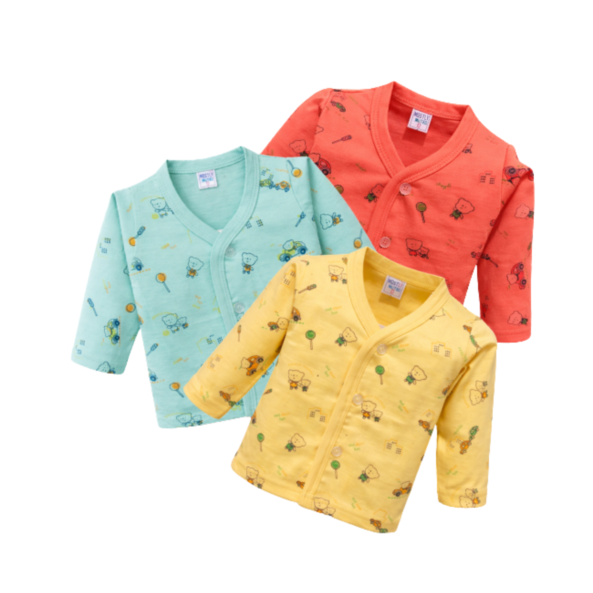 Newborn Baby Cotton Front Open T-Shirt Combo (Pack of 3) Soft & Comfortable Daily Wea